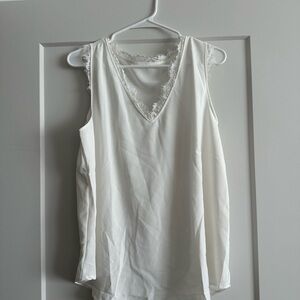 Elegant White Lace Trim Women's Top